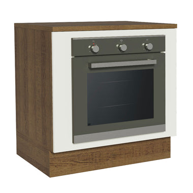 Gabinete Bajo para Horno de Empotrar 80 cm Marrón/Blanco Agata, Glamy y Lux Madesa