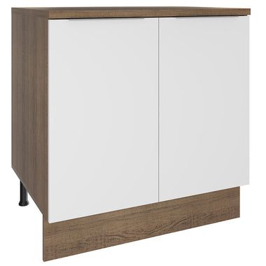 Gabinete Bajo 80 cm 2 Puertas Marrón/Blanco Stella Madesa