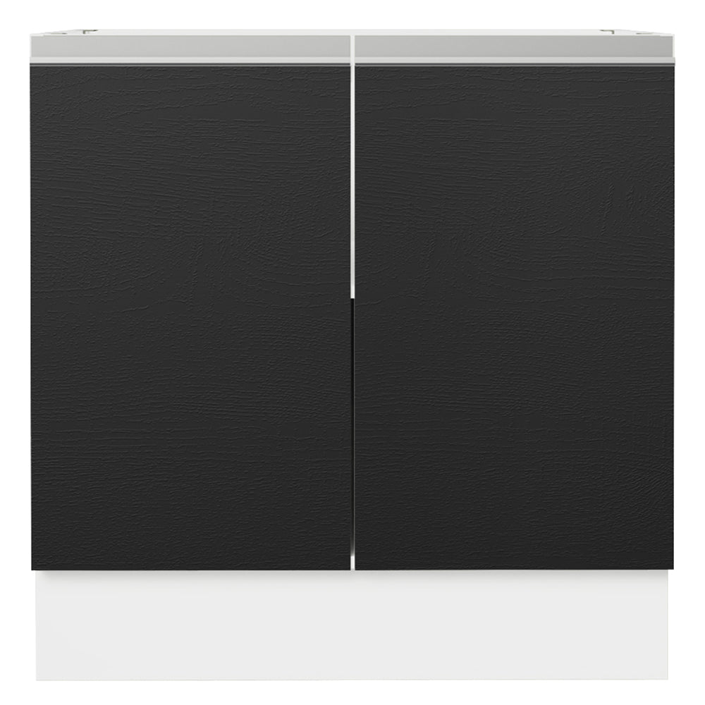 Gabinete Bajo 80 cm 2 Puertas Sin Encimera Blanco/Negro Glamy Madesa