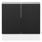 Gabinete Bajo 80 cm 2 Puertas Sin Encimera Blanco/Negro Glamy Madesa