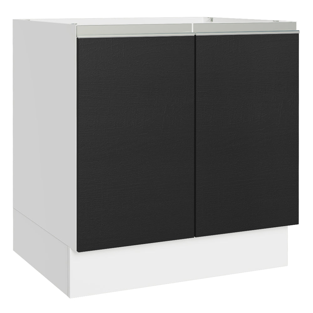 Gabinete Bajo 80 cm 2 Puertas Sin Encimera Blanco/Negro Glamy Madesa