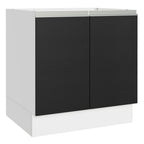 Gabinete Bajo 80 cm 2 Puertas Sin Encimera Blanco/Negro Glamy Madesa