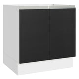 Gabinete Bajo 80 x 60 cm 2 Puertas (Sin Encimera) Glamy Blanco/Negro