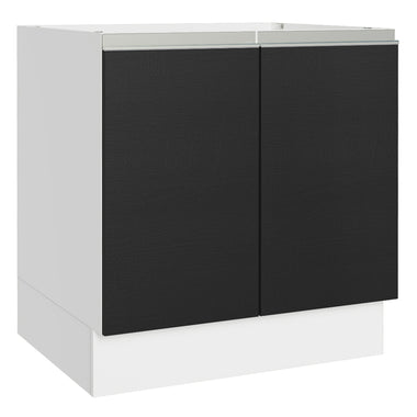 Gabinete Bajo 80 cm 2 Puertas Sin Encimera Blanco/Negro Glamy Madesa