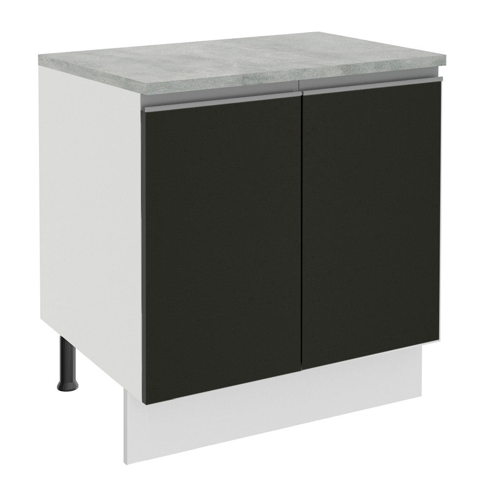 Gabinete Bajo 80 cm 2 Puertas Blanco/Negro Glamy Madesa