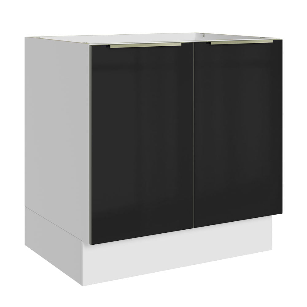 Gabinete Bajo 80 cm 2 Puertas Sin Encimera Blanco/Negro Lux Madesa