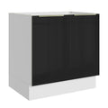 Gabinete Bajo 80 cm 2 Puertas Sin Encimera Blanco/Negro Lux Madesa