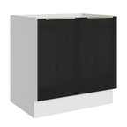 Gabinete Bajo 80 cm 2 Puertas Sin Encimera Blanco/Negro Lux Madesa