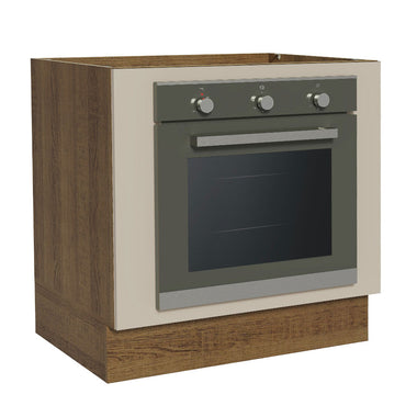 Gabinete Bajo para Horno de Empotrar 80 cm Sin Encimera Marrón/Crema Agata, Glamy y Lux Madesa