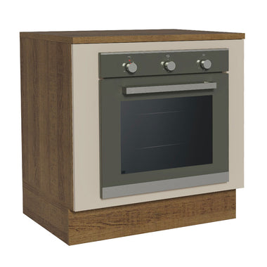 Gabinete Bajo para Horno de Empotrar 80 cm Marrón/Crema Agata, Glamy y Lux Madesa