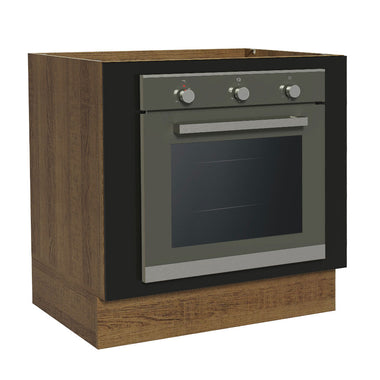 Gabinete Bajo para Horno de Empotrar 80 cm Sin Encimera Marrón/Negro Agata y Glamy Madesa