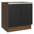 Gabinete Bajo 80 cm 2 Puertas Sin Encimera Marrón/Negro Glamy Madesa