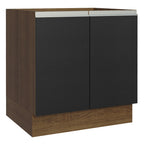 Gabinete Bajo 80 cm 2 Puertas Sin Encimera Marrón/Negro Glamy Madesa