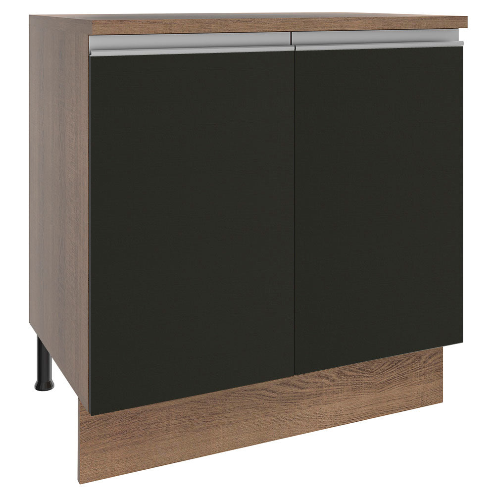 Gabinete de Cocina 80 x 60 cm 2 Puertas (Con Encimera) Marrón/Negro Glamy