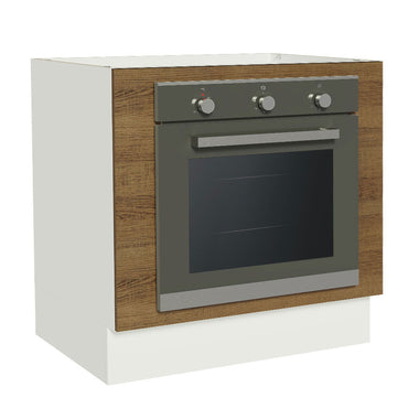 Gabinete Bajo para Horno de Empotrar 80 cm Sin Encimera Blanco/Marrón Agata, Glamy y Lux Madesa
