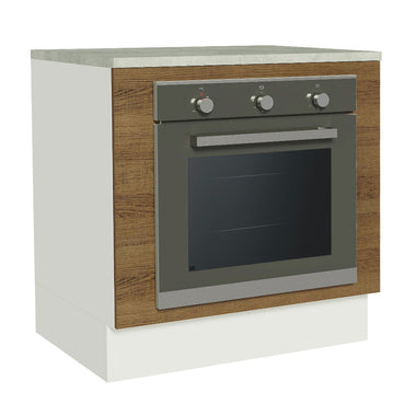 Gabinete Bajo para Horno de Empotrar 80 cm Blanco/Marrón Agata, Glamy y Lux Madesa