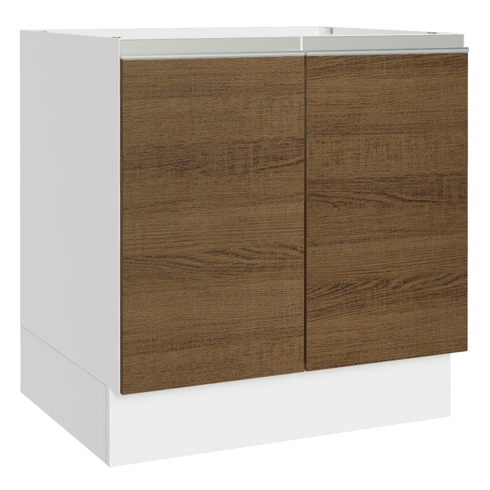 Gabinete Bajo 80 cm 2 Puertas Sin Encimera Blanco/Marrón Glamy Madesa