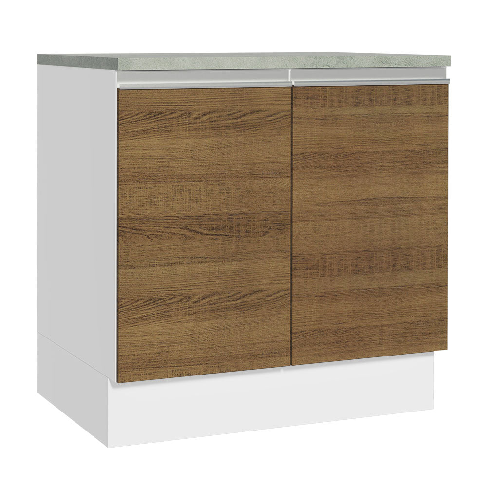 Gabinete Bajo 80 cm 2 Puertas Blanco/Marrón Glamy Madesa