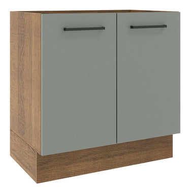 Gabinete Bajo 80 cm 2 Puertas Sin Encimera Marrón/Gris Agata Madesa