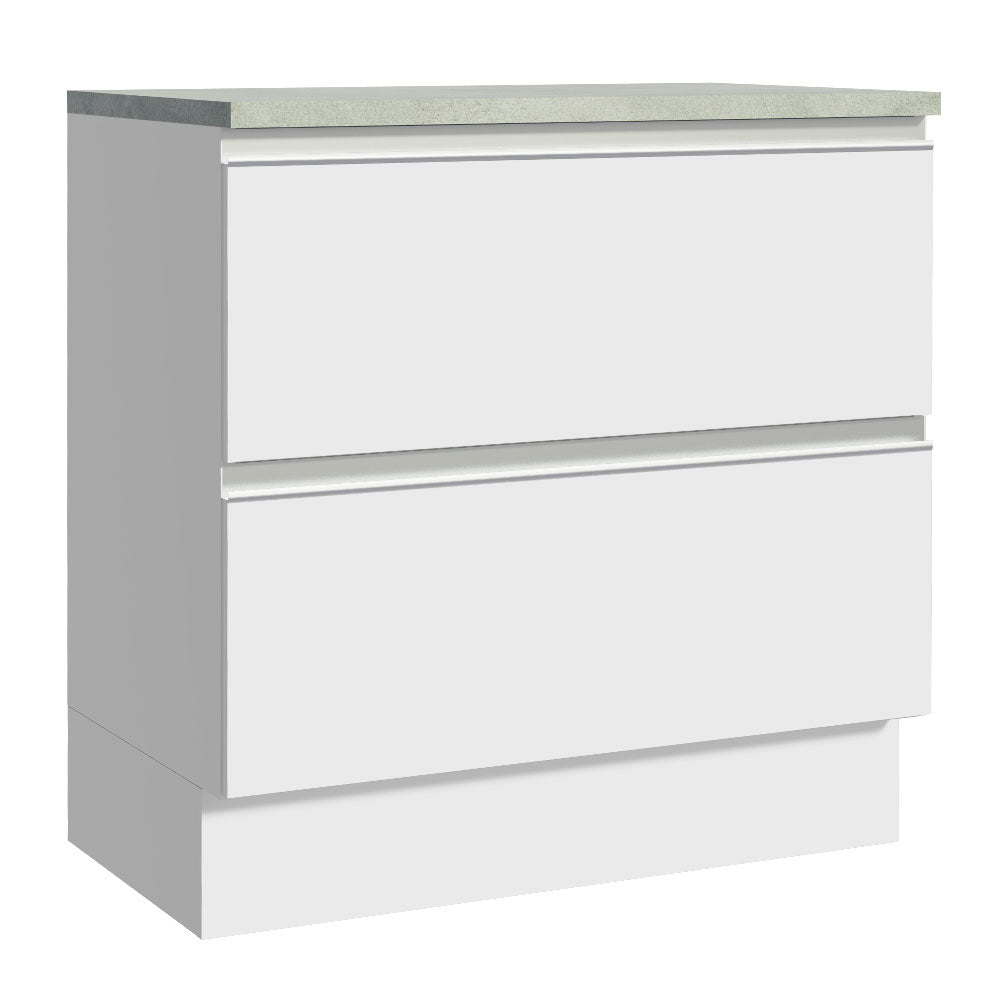 Gabinete Bajo 80 cm 2 Cajones Blanco Glamy Madesa