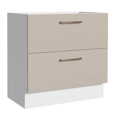 Gabinete Bajo 80 cm 2 Cajones Sin Encimera Blanco/Crema Agata Madesa