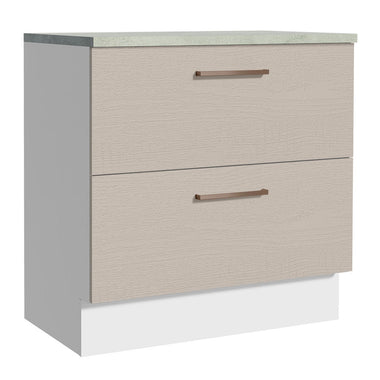 Gabinete Bajo 80 cm 2 Cajones Blanco/Crema Agata Madesa