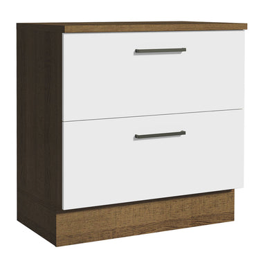 Gabinete Bajo 80 cm 2 Cajones Marrón/Blanco Agata Madesa