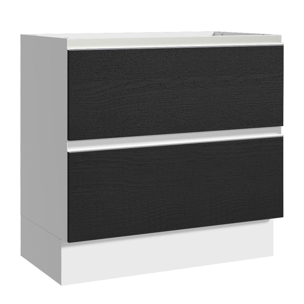 Gabinete Bajo 80 x 60 cm 2 Cajones (Sin Encimera) Glamy Blanco/Negro
