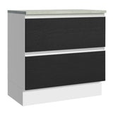 Gabinete Bajo 80 x 60 cm 2 Cajones (Con Encimera) Glamy Blanco/Negro