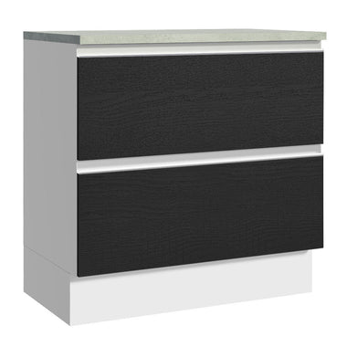 Gabinete Bajo 80 cm 2 Cajones Blanco/Negro Glamy Madesa