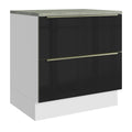 Gabinete Bajo 80 cm 2 Cajones Blanco/Negro Lux Madesa