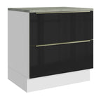 Gabinete Bajo 80 cm 2 Cajones Blanco/Negro Lux Madesa