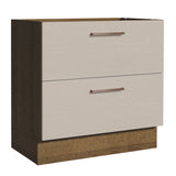Gabinete Bajo 80 x 60 cm 2 Cajones (Sin Encimera) Marrón/Crema Agata