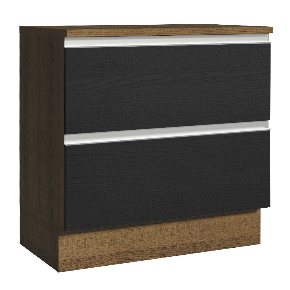 Gabinete Bajo 80 cm 2 Cajones Marrón/Negro Glamy Madesa