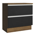 Gabinete Bajo 80 cm 2 Cajones Marrón/Negro Glamy Madesa