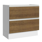 Gabinete Bajo 80 cm 2 Cajones Sin Encimera Blanco/Marrón Glamy Madesa