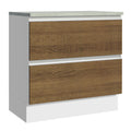 Gabinete Bajo 80 cm 2 Cajones Blanco/Marrón Glamy Madesa