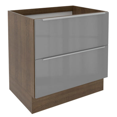Gabinete Bajo 80 x 60 cm 2 Cajones Sin Encimera Marrón/Gris Lux Madesa