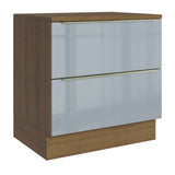 Gabinete Bajo 80 x 60 cm 2 Cajones (Con Encimera) Lux Marrón/Gris