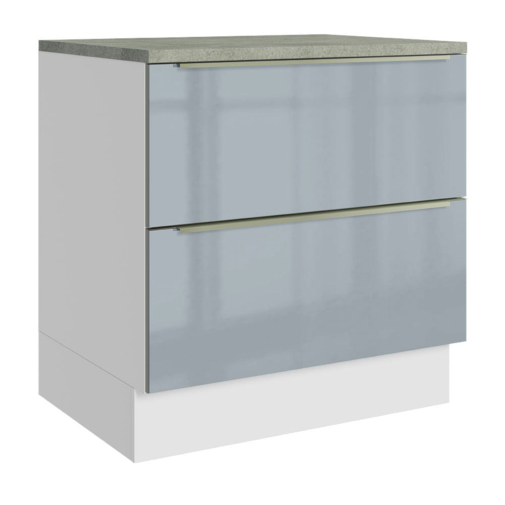 Gabinete Bajo 80 cm 2 Cajones Blanco/Gris Lux Madesa