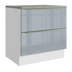 Gabinete Bajo 80 cm 2 Cajones Blanco/Gris Lux Madesa