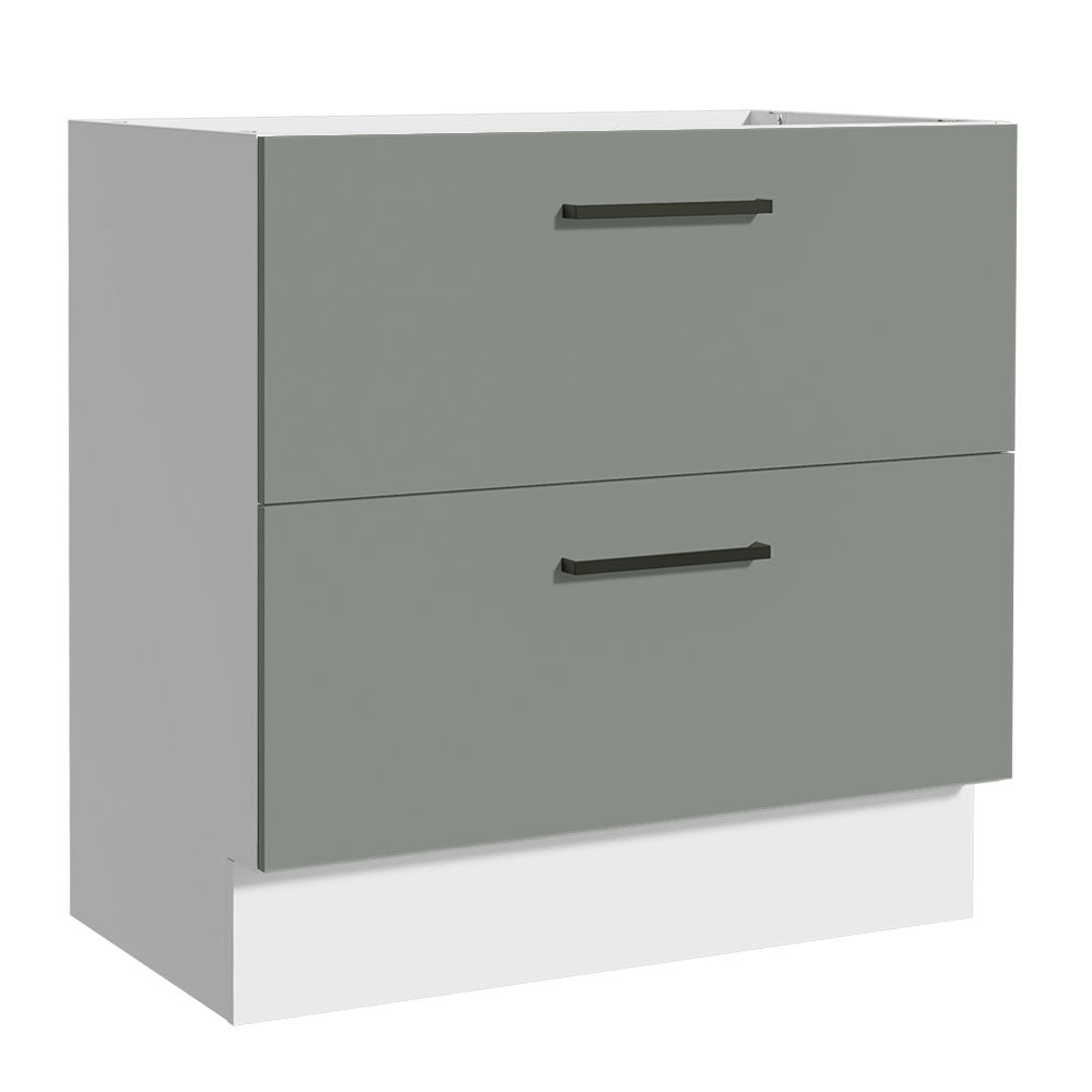 Gabinete Bajo 80 x 60 cm 2 Cajones (Sin Encimera) Agata Blanco/Gris