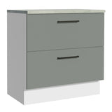 Gabinete Bajo 80 x 60 cm 2 Cajones (Con Encimera) Agata Blanco/Gris
