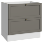 Gabinete Bajo 80 cm 2 Cajones Sin Encimera Blanco/Gris Vik Madesa