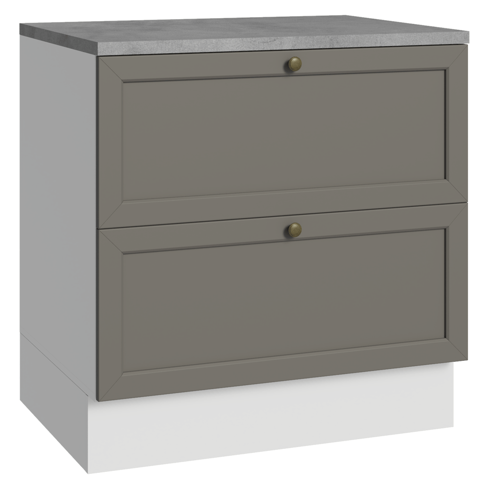 Gabinete Bajo de Cocina 80 x 60 cm 2 Cajones (Con Encimera) Blanco/Gris Vik Madesa
