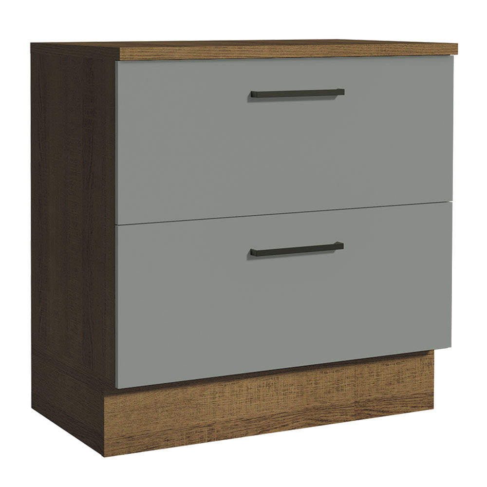Gabinete Bajo 80 x 60 cm 2 Cajones (Con Encimera) Agata Marrón/Gris