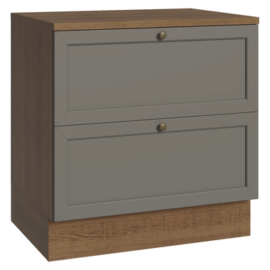 Gabinete Bajo 80 cm 2 Cajones Marrón/Gris Vik Madesa
