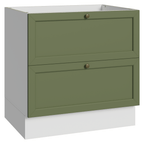 Gabinete Bajo 80 cm 2 Cajones Sin Encimera Blanco/Verde Vik Madesa