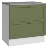 Gabinete Bajo de Cocina 80 x 60 cm 2 Cajones (Con Encimera) Blanco/Verde Vik Madesa