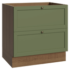 Gabinete Bajo 80 cm 2 Cajones Sin Encimera Marrón/Verde Vik Madesa